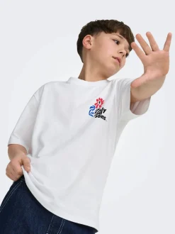 Only and Sons Junior lasten t-paita OSJFRED Laurent Flow, valkoinen