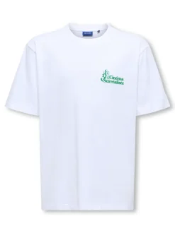 Only and Sons Junior lasten t-paita OSJFREDO RLX Cinema SS Tee, valkoinen