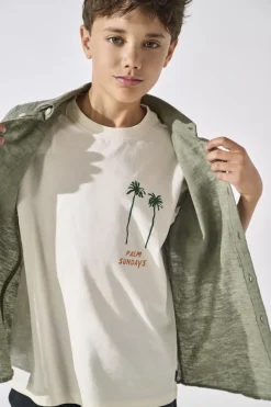 Only and Sons Junior t-paita, OSJMENES LOOSE SS O-NECK T-SHIRT Luonnonvalkoinen