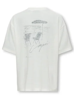 Only and Sons Junior t-paita, OSJMILON SS OVERSIZE O-NECK T-SHIRT Luonnonvalkoinen