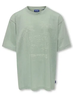 Only and Sons Junior t-paita, OSJMILON SS OVERSIZE O-NECK T-SHIRT Vihreä