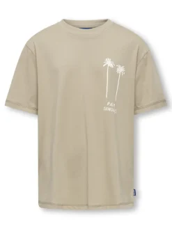 Only and Sons Junior t-paita, OSJMENES LOOSE SS O-NECK T-SHIRT Beige