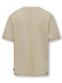Only and Sons Junior t-paita, OSJMENES LOOSE SS O-NECK T-SHIRT Beige