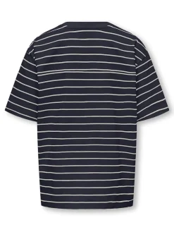 Only and Sons Junior t-paita, OSJKENGE S/S OVERSIZE TEE Raidallinen Sininen