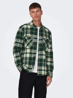 Only and Sons kauluspaita, ONSMILO OVR CHECK LS SHIRT Vihreä Ruutu