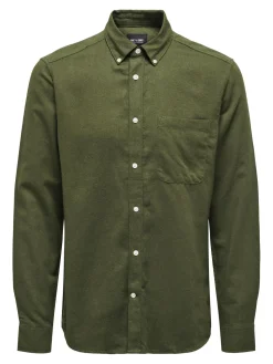 Only and Sons kauluspaita, GUDMUND SLIM SOLID Armeijanvihreä