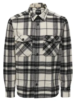 Only and Sons kauluspaita, ONSMILO OVR CHECK LS SHIRT Musta Ruutu