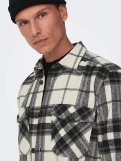 Only and Sons kauluspaita, ONSMILO OVR CHECK LS SHIRT Musta Ruutu