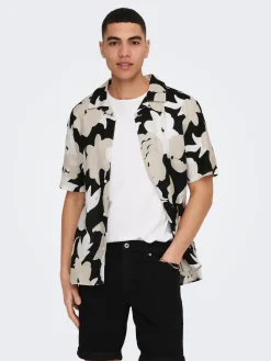 Only and Sons kauluspaita, TREV REN LIN Mustavalkoinen