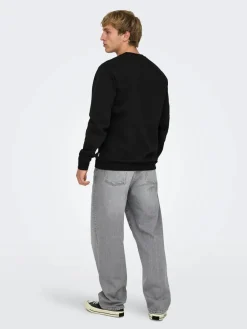 Only and Sons miesten collegepaita ONSCERES Crew Neck, musta