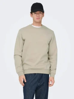 Only and Sons miesten collegepaita ONSCERES Crew Neck, Silver Lining
