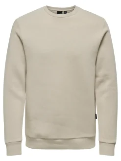 Only and Sons miesten collegepaita ONSCERES Crew Neck, Silver Lining