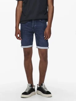 Only and Sons Miesten Farkkushortsit PLY LIFE REG BLUE JOG Indigo