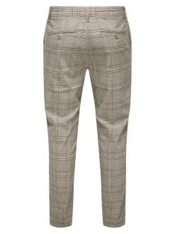 Only and Sons miesten housut, ONSMARK SLIM CHECK 020935PANT Beige Ruutu