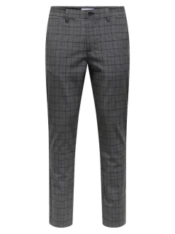 Only and Sons miesten housut, BRAD LIFE SLIM CHECK 0184 PANT Harmaa Ruutu
