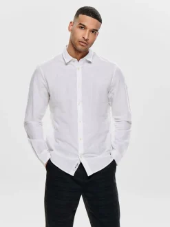 Only and Sons Miesten Kauluspaita CAIDEN PELLAVA Valkoinen