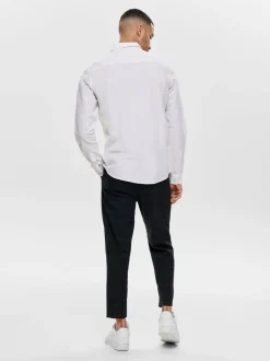 Only and Sons Miesten Kauluspaita CAIDEN PELLAVA Valkoinen