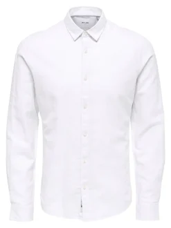 Only and Sons Miesten Kauluspaita CAIDEN PELLAVA Valkoinen