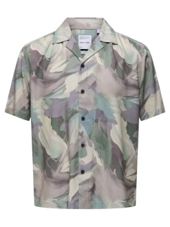 Only and Sons miesten kauluspaita, DASH LIFE REG DIG AOP Kuosi Lila