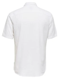 Only and Sons Miesten Kauluspaita ONSCAIDEN SS SOLID LINEN Valkoinen