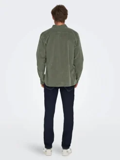Only and Sons miesten kauluspaita, MICHAEL REG CORD SHIRT Castor Gray