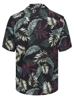 Only and Sons miesten kauluspaita, WAYNE LIFE VISCOSE SHIRT Musta Kuosi