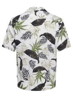 Only and Sons miesten kauluspaita, WAYNE LIFE VISCOSE SHIRT Valkopohjainen Kuosi