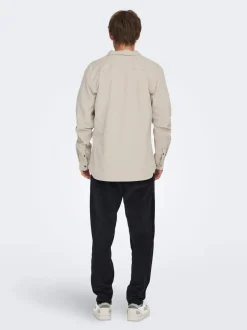 Only and Sons miesten kauluspaita, MICHAEL REG CORD SHIRT Luonnonvalkoinen