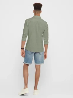 Only and Sons Miesten Kauluspaita CAIDEN PELLAVA Armeijanvihreä