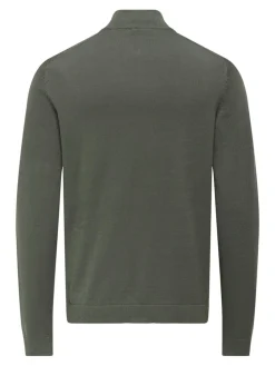 Only and Sons miesten neule, ALEX REG HALZ ZIP Tummanvihreä