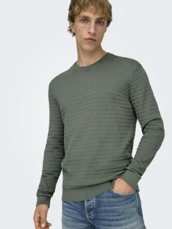 Only and Sons miesten neulepusero ONSBERRY REG 12 LS CREW KNIT FRML NOOS, Castor Gray