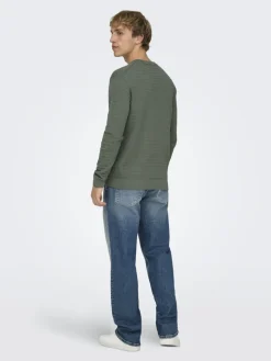 Only and Sons miesten neulepusero ONSBERRY REG 12 LS CREW KNIT FRML NOOS, Castor Gray
