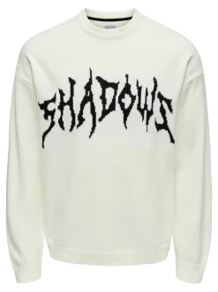 Only and Sons miesten neule, RANDY LIFE JAQ CREW NECK Valkoinen