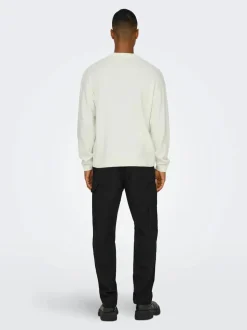 Only and Sons miesten neule, RANDY LIFE JAQ CREW NECK Valkoinen