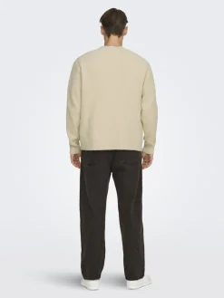 Only and Sons miesten neuletakki ONSFRAME RLX CARDIGAN KNIT, Oatmeal