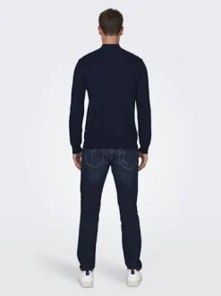 Only and Sons Miesten Neulepusero, PHIL WYLER REG HALF ZIP Tummansininen