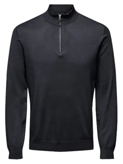 Only and Sons Miesten Neulepusero, PHIL WYLER REG HALF ZIP Tummansininen