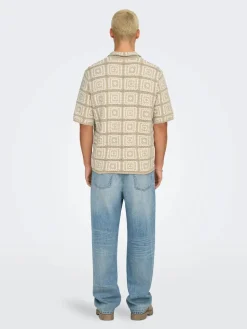 Only and Sons miesten paita, BART RLX SS SHIRT KNIT Silver Lining Egret