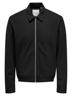 Only and Sons miesten paitatakki, ONSJAKES 0339 REG ZIP STRETCH OVERSHIRT Black