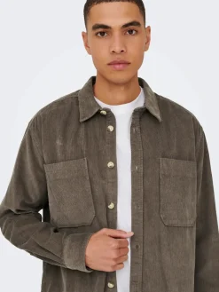 Only and Sons miesten paita ONSALP RLX 2PKT WASHD CORD LS SHIRT NOOS, Falcon