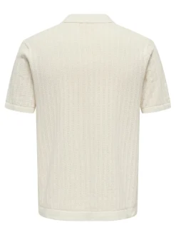 Only and Sons miesten paita ONSMOON REG 12 SS Polo Knit, Egret