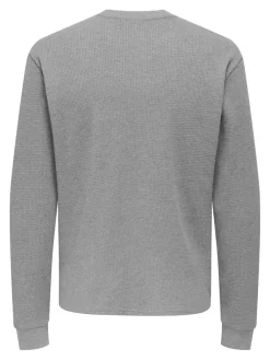 Only and Sons miesten paita, TOBIE REG HENLEY LONGSLEEVE Light Grey Melange