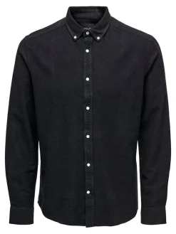 Only and Sons Miesten Pellavapaita CARLO LINEN SHIRT Tummansininen
