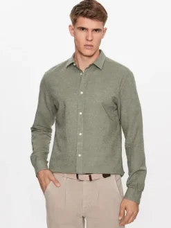 Only and Sons Miesten Pellavapaita CARLO LINEN SHIRT Vihreä