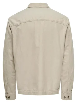 Only and Sons Miesten Pellava Paitatakki, Kenneth Overshirt Beige