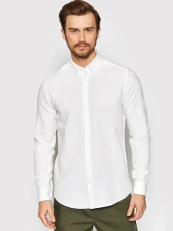 Only and Sons Miesten Pellavapaita CARLO LINEN SHIRT Valkoinen