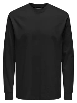 Only and Sons miesten pitkähihainen t-paita,FRED LONG SLEEVE T-SHIRT Musta