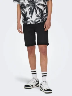 Only and Sons Miesten Shortsit PLY LIFE REG BLK JOG Black Denim