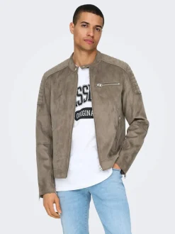 Only and Sons Miesten Takki, GUS FAUX LEATHER Keskiruskea