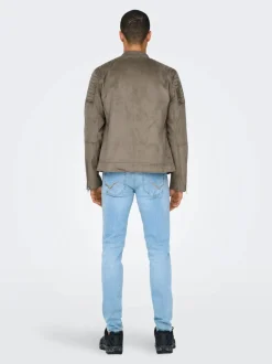 Only and Sons Miesten Takki, GUS FAUX LEATHER Keskiruskea